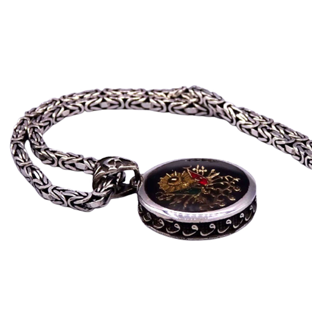 Ottoman Flag Silver Necklace, Pendant, Gift for Him, Jewelry, Ramadan Gifts, Ideal Gift, Ottoman Starboard, Silver Chain, Gift Jewelry