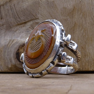 Silver Agate Ring | 925 Sterling Silver Ring | Mens Stacking Ring | Gift for Him | Ramadan Gifts