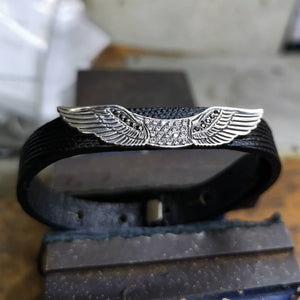 925 Silver Bracelet, Leather Bracelet, Dainty Bangle, Bracelet for Men, Angel Bracelet, Ideal gift, Gift For Him, Gift for Men, Gift for Her