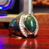 Grøn stenemaljeret sterling sølvring | Håndlavet kvinder ring | Signet Ring | Ædelstenring | Gave til hende | Diamantskåret ring | Dainty Ring
