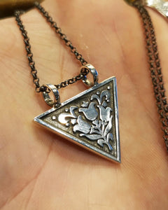 Triangle Silver Medallion Necklace, Handmade Silver Medallion, Ottoman Necklace, Silver Necklace, Muslim Gift, Gift for Her, Gift for Him