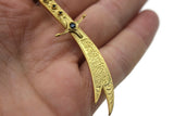 Ručno izrađena pozlaćena ogrlica od 925 srebra Zulfiqar, srebrna ogrlica, osmanski kaligrafski nakit, nakit po mjeri