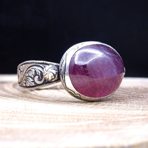 Ruby Stone Silver Ring | Gift For Her | Custom Ring | Gift For Him | Ottoman | 925 Sterling Silver | Dainty Rings | Bride Gifts