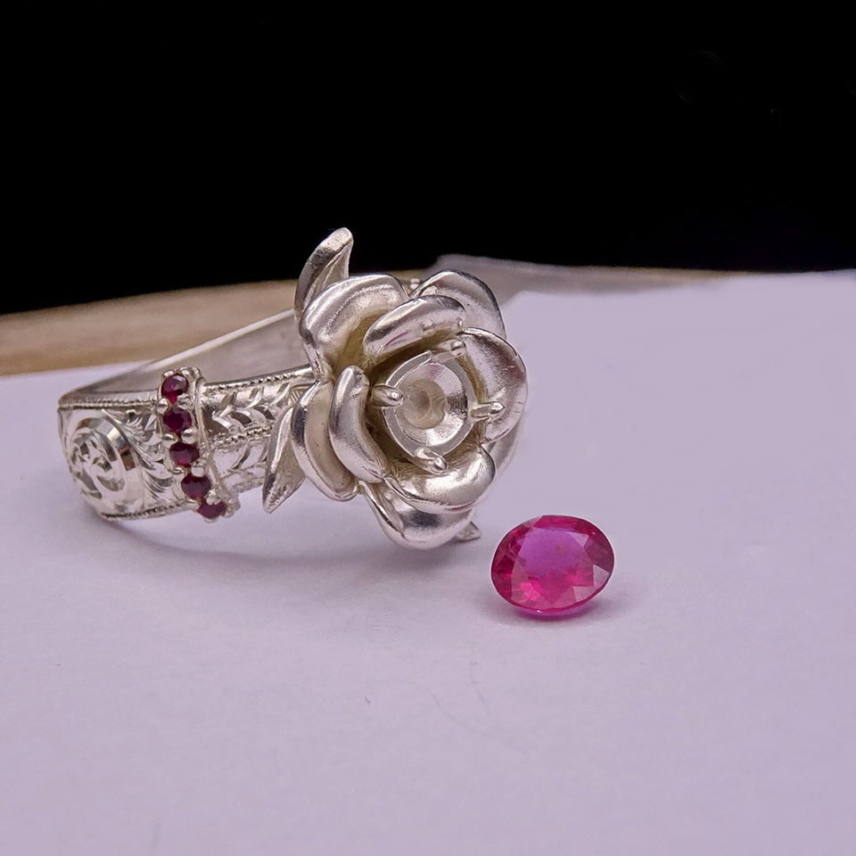 Pink Ruby Silver Ring | Unique Wedding Band | Unique Gift For Women | Anniversary Ring | Engagement Ring | Dainty Ring | Wedding Rings