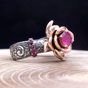 Pink Ruby Silver Ring | Unique Wedding Band | Unique Gift For Women | Anniversary Ring | Engagement Ring | Dainty Ring | Wedding Rings