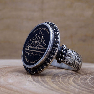 Black Stone Sterling Silver Ring | Handmade Womens Ring | Signet Ring | Gemstone Ring | Gift for Her | Diamond Cut Ring | Dainty Ring