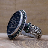 Groene steen Sterling zilveren ring | Handgemaakte damesring | Zegelring | Edelsteen Ring | Cadeau voor haar | Diamant geslepen ring | Sierlijke Ring