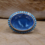Blue Topaz Stone Sterling Silver Ring | Rings ng Babae na Ginawa ng Kamay | Signet Ring | Gemstone Ring | Regalo para sa Kanya | Diamond Cut Ring | Dainty Ring