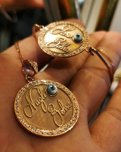 Personalised Silver Name Necklace, Gift to Her, Bride Gifts, Custom Pendant, Arabic Art, Silver Chain, Ideal Gift, Silver Jewelry Set