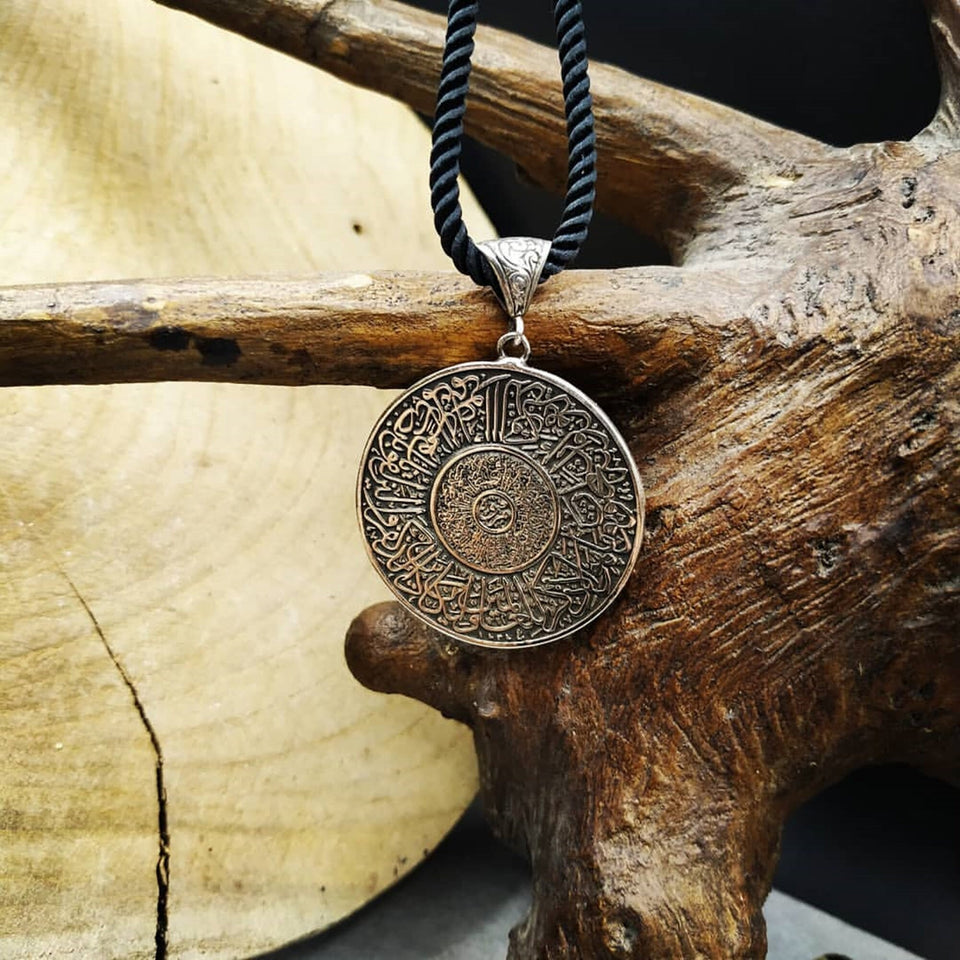 Pi Symbol Silver Personalized Name Necklace, Custom Name Arabic Jewelry, Calligraphy Medallion Necklace, Islamic Gift, Gift for Her