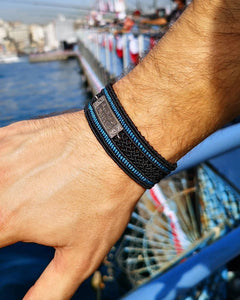 Custom Engraved Bracelet, Knitted Wristband, Personalized Leather Bracelet, Custom Unisex Leather Bracelet