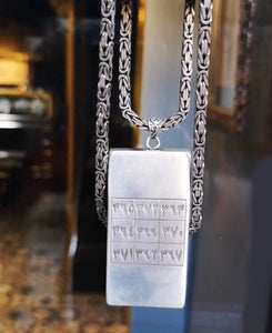 Silver Medallion Necklace, Handmade Silver Medallion, Rectangle Necklace, Silver Necklace, Islamic Necklace, Muslim Gift, Gift for Her