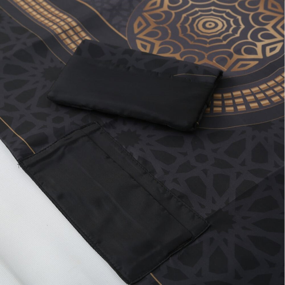 Travel Prayer Mat Black | Portable Prayer Mat | Pocket Sejadah | Lux Musallah | Prayer Rug | Janamaz | Islamic Gift | Ramadan Gift