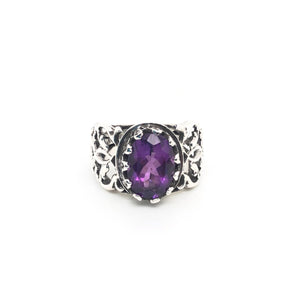 Purple Stone Silver Ring | Handmade Women Ring | Signet Ring | Gemstone Ring | Gift for Her | Diamond Cut Ring | Dainty Ring