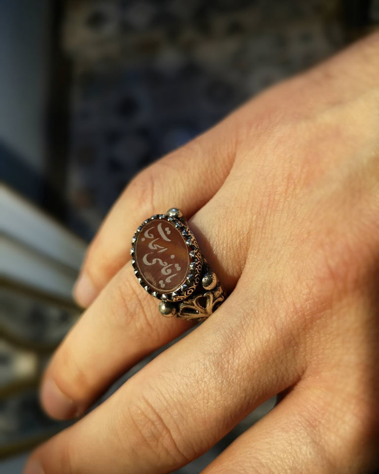 Natural Yemeni Aqeeq Ring For Men , 