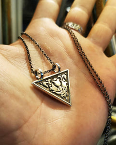 Triangle Silver Medallion Necklace, Handmade Silver Medallion, Ottoman Necklace, Silver Necklace, Muslim Gift, Gift for Her, Gift for Him