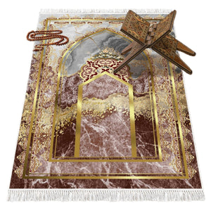 Mihrab of Badsahi Mosque Soft Padded Prayer Rug | Cotton Layer Janamaz | Anti Slip Backing Bamboo Cotton Prayer Mat | Islamic Gifts