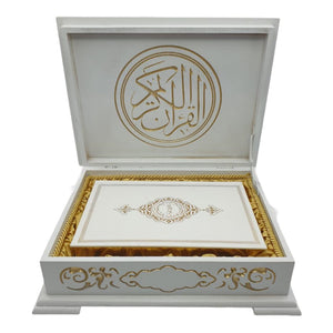 White Quran Gift Box Set 2 | Lux Quran in Wooden Box Case | Special Gift for Ramadan | Eid Gift Quran Gift Set