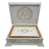 White Quran Gift Box Set 2 | Lux Quran in Wooden Box Case | Special Gift for Ramadan | Eid Gift Quran Gift Set