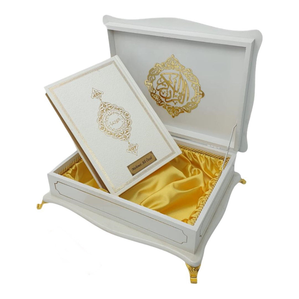 White Quran Gift Box Set | Quran in Wooden Box Case | Special Gift for Ramadan | Eid Gift Quran Gift Set