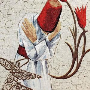 Whirling Dervish Tapestry Wall Hanging | Woven Whirling Dervish Wall Art | Unframed Goblen | Dervish Wall Decor