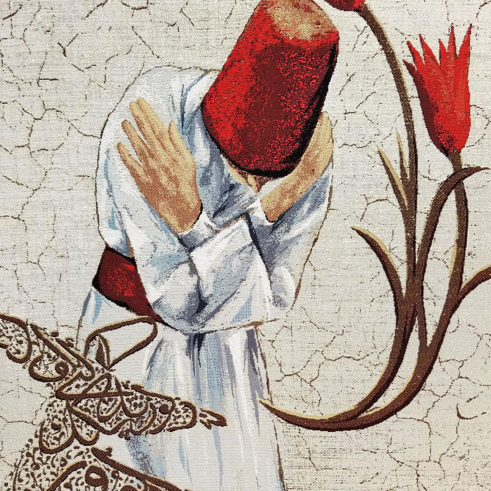 Whirling Dervish Tapestry Wall Hanging | Woven Whirling Dervish Wall Art | Unframed Goblen | Dervish Wall Decor