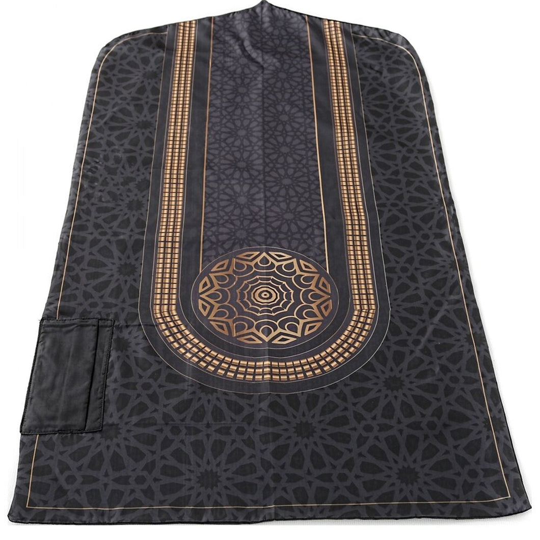 Travel Prayer Mat Black | Portable Prayer Mat | Pocket Sejadah | Lux Musallah | Prayer Rug | Janamaz | Islamic Gift | Ramadan Gift