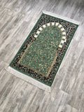 Green Flower Bouquet Prayer Mat, Prayer Mat with Tasbeeh, Prayer Rug, Muslim Janamaz, Sajadah Cantik , Islamic Gifts YSLM62