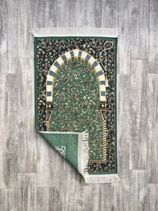 Green Flower Bouquet Prayer Mat, Prayer Mat with Tasbeeh, Prayer Rug, Muslim Janamaz, Sajadah Cantik , Islamic Gifts YSLM62