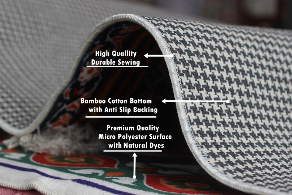 Al Andalus 1 Soft Padded Prayer Rug | Cotton Layer Janamaz | Anti Slip Backing Bamboo Cotton Prayer Mat | Islamic Gifts