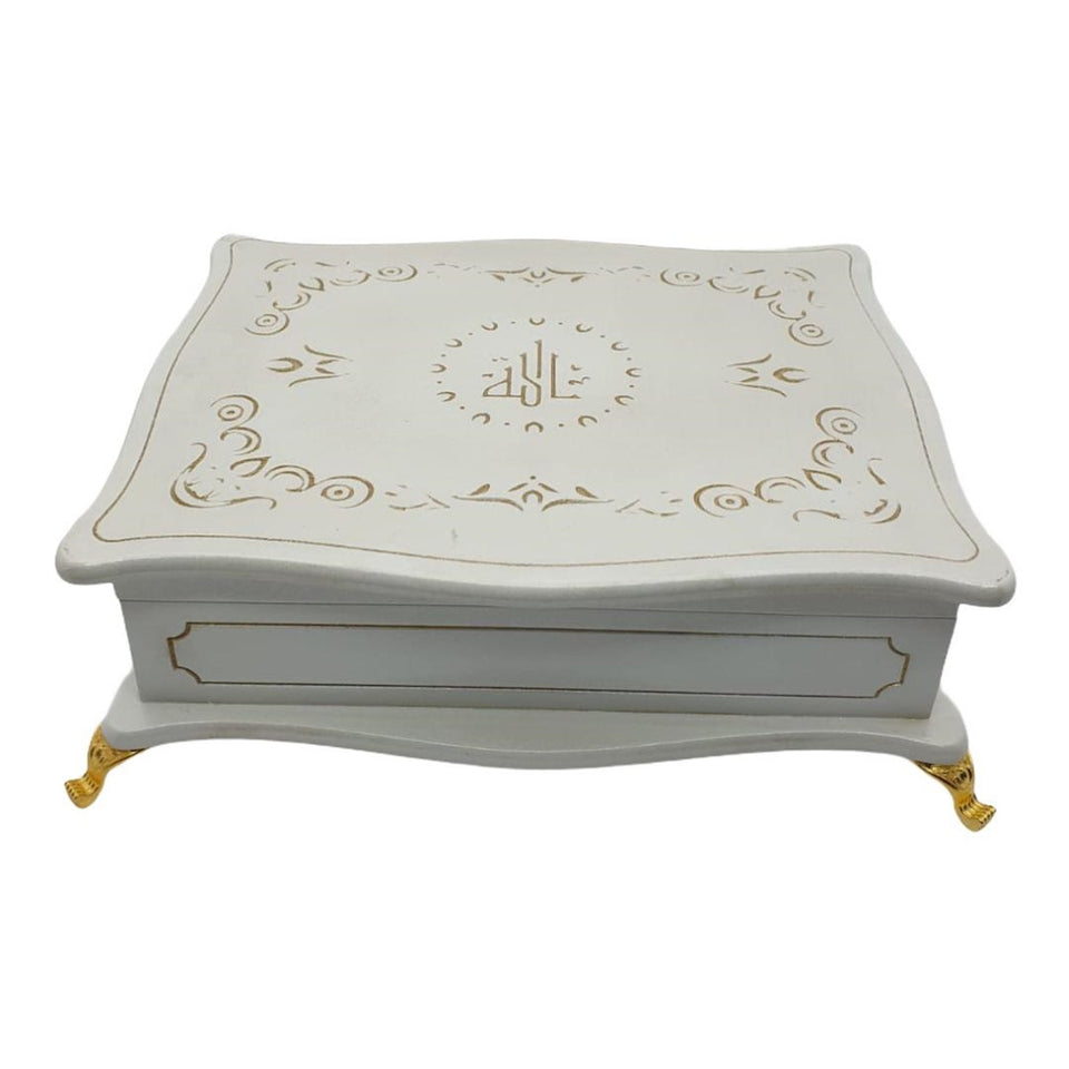 White Quran Gift Box Set | Quran in Wooden Box Case | Special Gift for Ramadan | Eid Gift Quran Gift Set