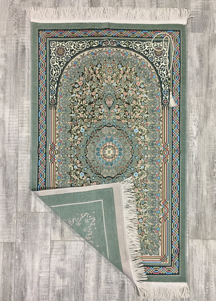 Genuine Green Flower Bouquet Prayer Mat, Prayer Mat with Tasbeeh, Prayer Rug, Muslim Janamaz, Sajadah Cantik , Islamic Gifts