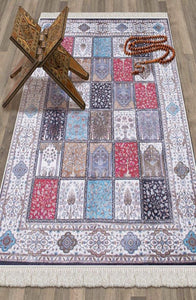 Patchwork Soft Padded Prayer Rug, Cotton Bottom Layer Janamaz, Kilim Style Soft Prayer Rug, Kilim Sajdah Musalla