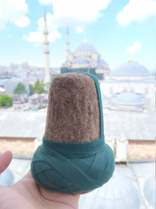 असली हस्तनिर्मित सूफी व्हर्लिंग दरवेश टोपी, मिनी मौलवीय टोपी, मूल पगड़ी टोपी DESTAR, इस्लामी टेबल गहने