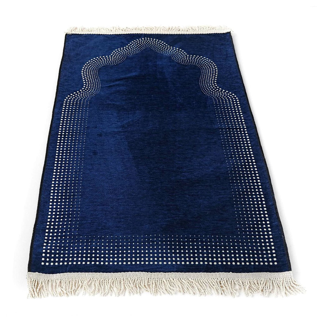 Royal Blue Lux Prayer Mat, Prayer Mat with Tasbeeh, Prayer Rug, Muslim Janamaz, Sajjada, Turkish Rug, Islamic Gift