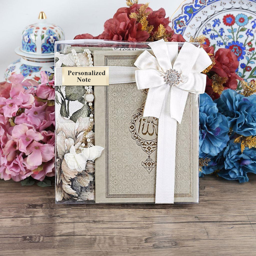 Islamic Gift Set | Luxury Prayer Rug, Tasbih, Yaseen Set | Hajj Favors | Personalized Gift | Customize Islamic Gift | Muslim Gift Set | CRM