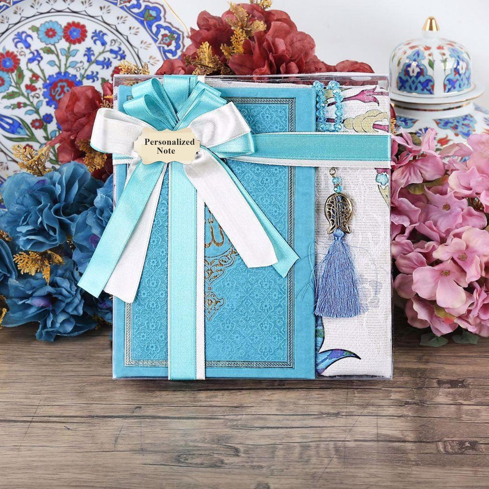 Islamic Gift Set | Luxury Prayer Rug, Tasbih, Yaseen Set | Hajj Favors | Personalized Gift | Customize Islamic Gift | Muslim Gift Set | SB