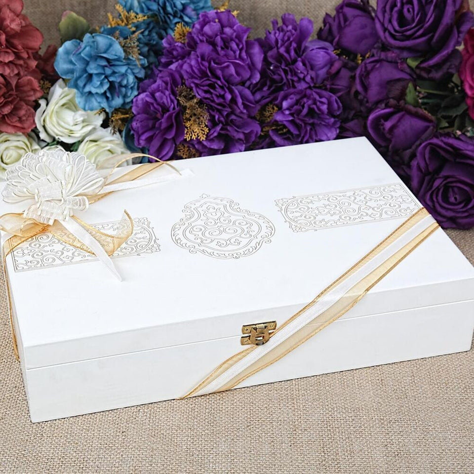 Velvet Cover Quran Special Design Wooden Gift Box | Prayer Mat | 33 Beads Crystal Tasbeeh | Shawl | Dhikrmatic | Essence | Personalized Gift