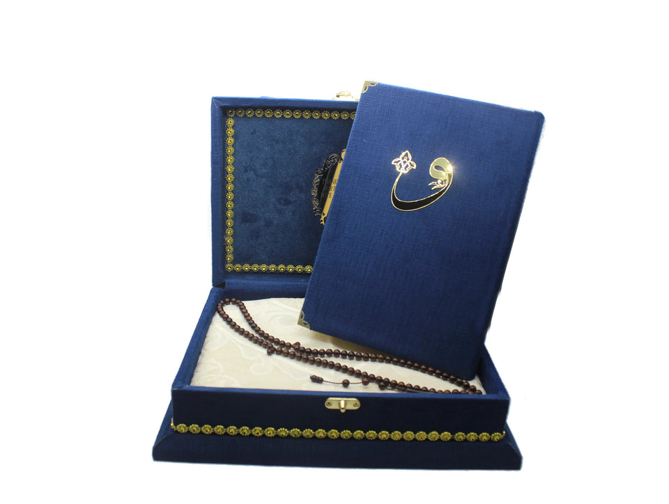 Quran, 99 Kuka Tasbih, Prayer Rug in Velvet Gift Box, Islamic Gift For Dad, Lux Islamic Gift Box, Gift For Him, fathers day gift