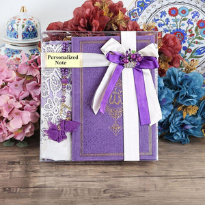 Islamic Gift Set | Luxury Prayer Rug, Tasbih, Yaseen Set | Hajj Favors | Personalized Gift | Customize Islamic Gift | Muslim Gift Set | PRP