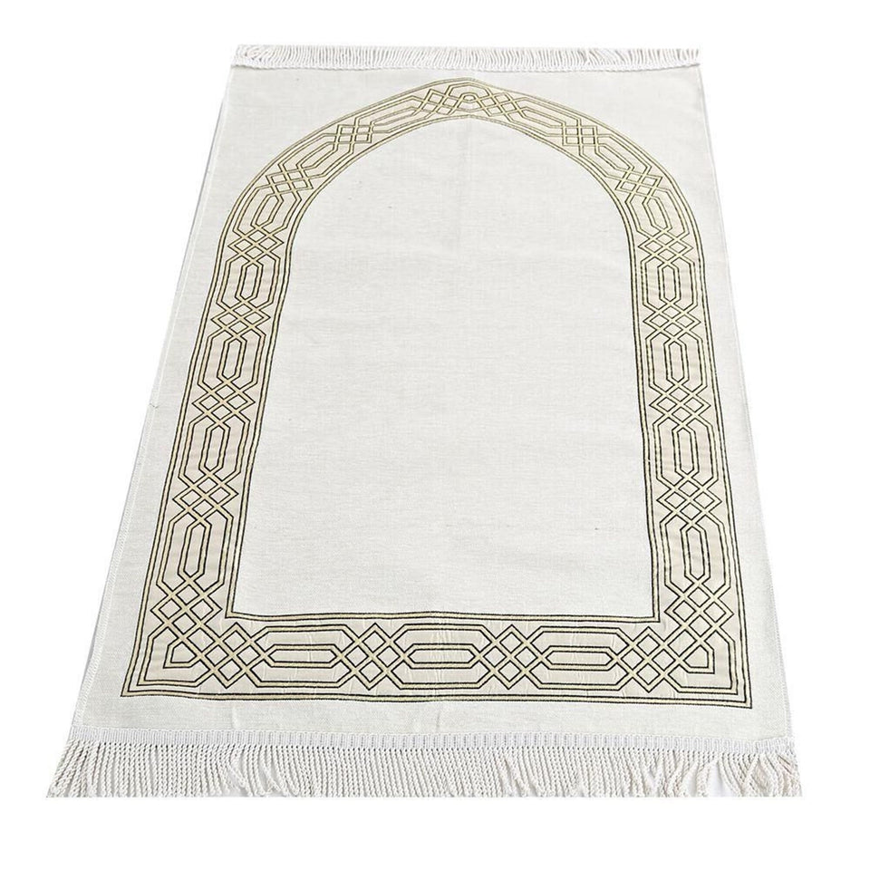 White Special Design Wooden Gift Box | Prayer Mat | 33 Beads Tasbeeh | Essence | Personalized Gift | Taqiyyah | Ribbon Decorated Yaseen Book