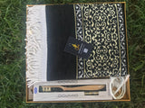 Personalized Green Istanbul and Islam Printed on Leather Gift Box | Kaaba Prayer Rug | Pearl Tasbih | Toothbrush Gift | Islamic Gift For Men