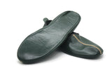 Genuine Leather Green Babouche Slippers Handmade from Soft Leather, Traditional babouche slippers, MENS traditional shoes, Home Shoes