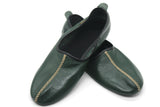 Genuine Leather Green Babouche Slippers Handmade from Soft Leather, Traditional babouche slippers, MENS traditional shoes, Home Shoes