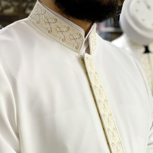 Cream Miraaj Mens Prayer Jubbah, Prayer Robe, Traditional Anatolian Thobe, Elegant Mens Wear Kurta, Muslim Mens Clothing, Thawb