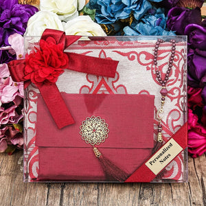 Personalized Red Islamic Gift Box | Yaseen Book | Sajadah | Personalized Gift | 99 Beads Tasbih | Gift For Him | Gift For Her