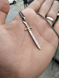 Handmade 925 Sterling Silver Sword of  Prophet Muhammad phub with silver Chain, Prophets Sword Pendant