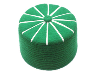 56 cm SALE Genuine Felt Islamic Hat, Baklawa Design Green Muslim Kufi Cap, Men's Muslim Prayer Kufi Hat