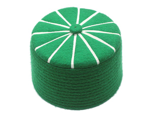 56 cm SALE Genuine Felt Islamic Hat, Baklawa Design Green Muslim Kufi Cap, Men's Muslim Prayer Kufi Hat