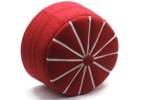 58 und 59 cm SALE Echter islamischer Filzhut, Baklawa-Design, rot bis weiß, muslimische Kufi-Mütze, muslimischer Gebets-Kufi-Hut für Herren